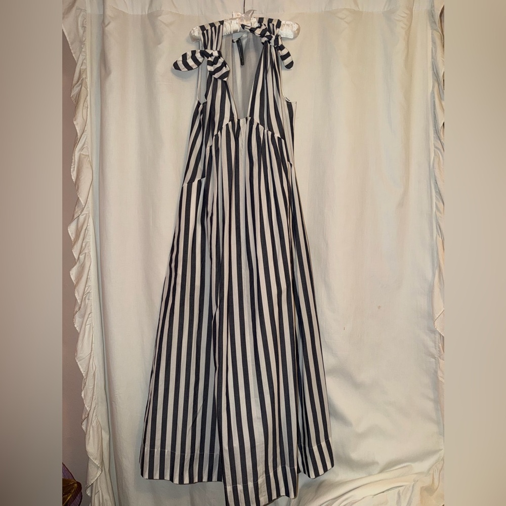 Anthropologie Black and White Striped Maxi Dress